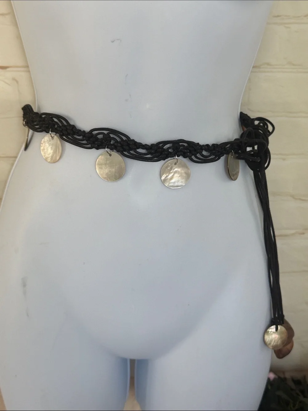 Macrame shell trim handmade belt